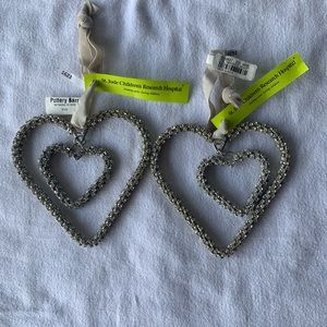 3/$15 Pottery Barn Double Heart ornaments